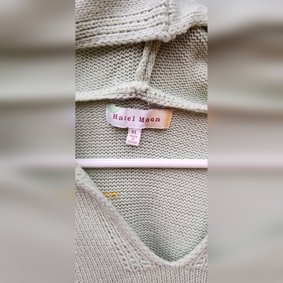 Mint Green Daisy Hoodie Sweater with Yellow Centers - Picture 3 of 4